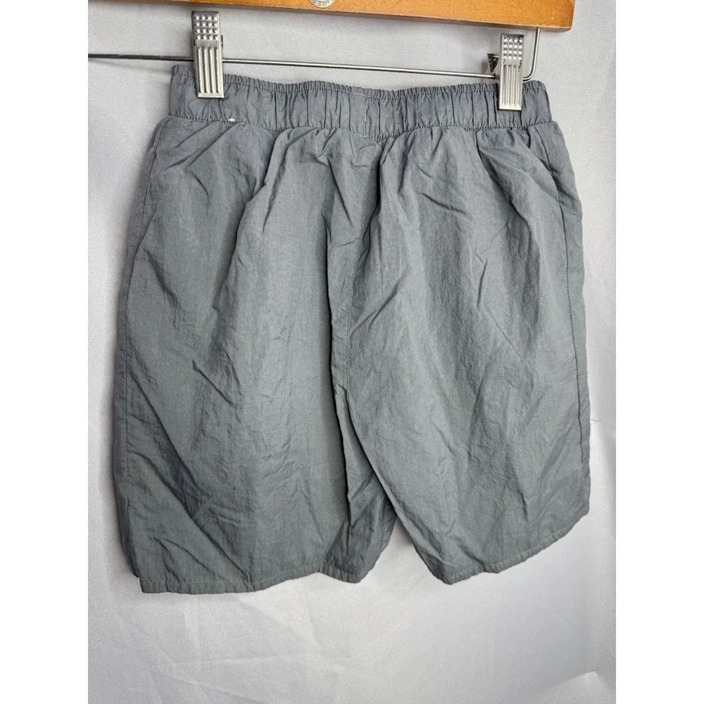 Nike Kids Sportswear Grey Crinkle Nylon Logo Shorts Size Medium Mesh Lined
